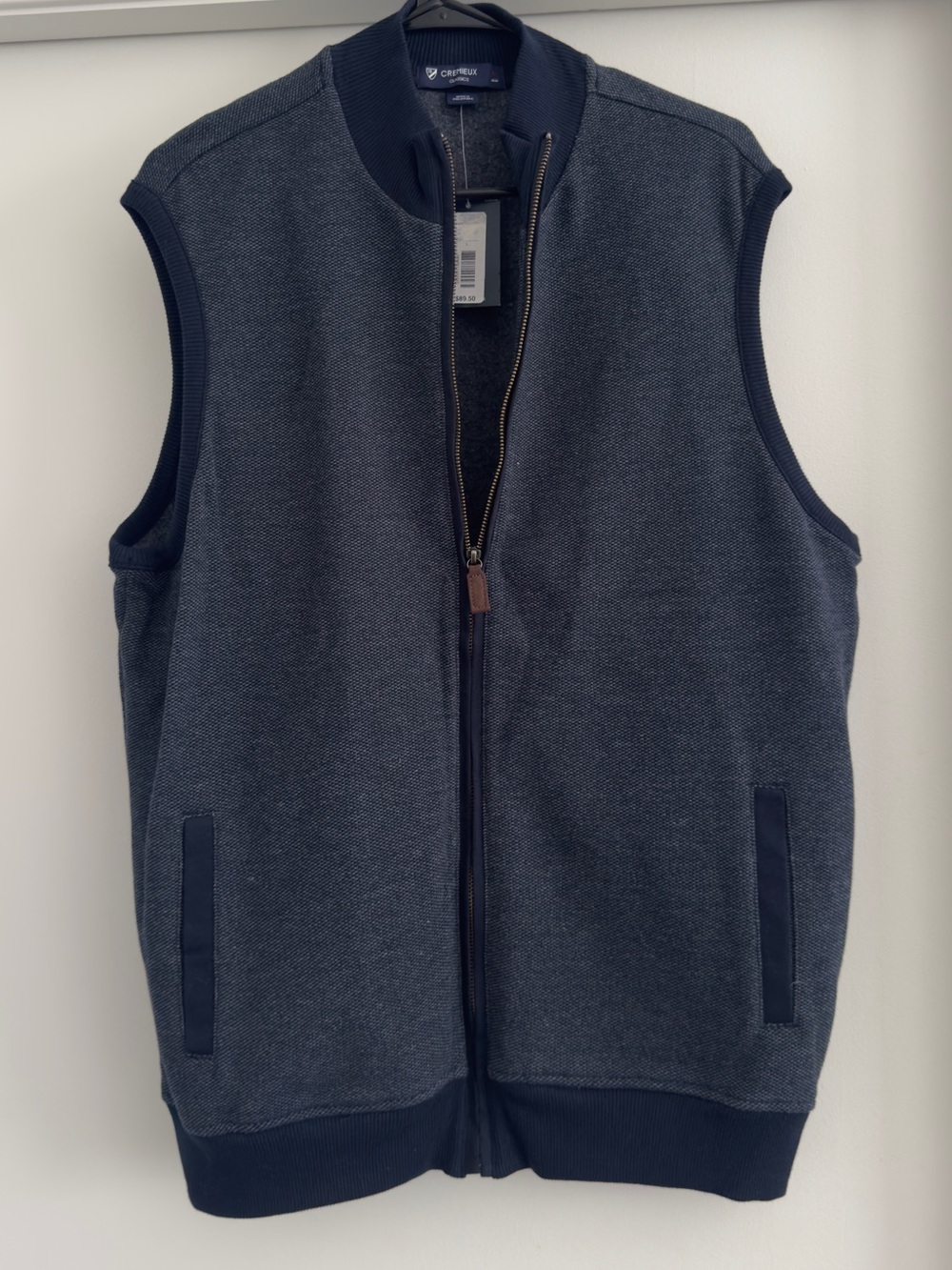 NWT Cremieux Classics Men’s Full-Zip Sweater Vest - Navy Blue